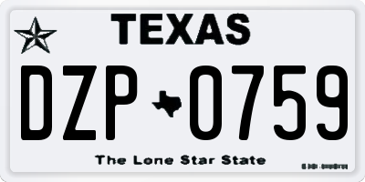 TX license plate DZP0759