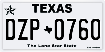 TX license plate DZP0760