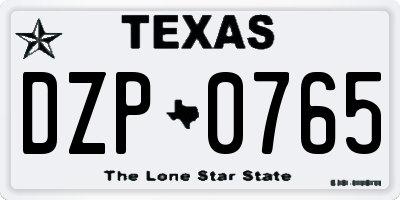TX license plate DZP0765
