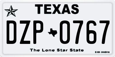 TX license plate DZP0767