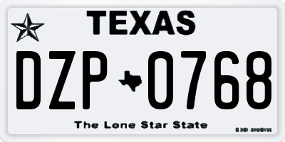 TX license plate DZP0768