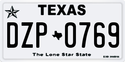TX license plate DZP0769