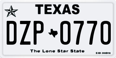 TX license plate DZP0770
