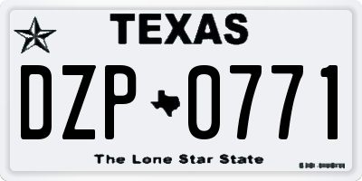 TX license plate DZP0771