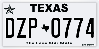 TX license plate DZP0774