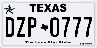 TX license plate DZP0777