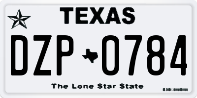 TX license plate DZP0784