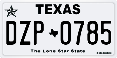 TX license plate DZP0785