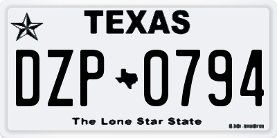 TX license plate DZP0794
