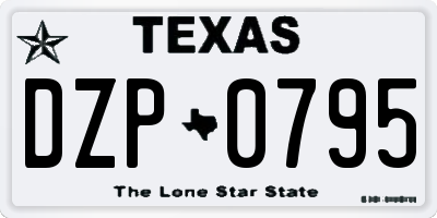 TX license plate DZP0795