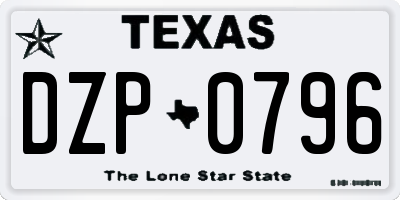 TX license plate DZP0796
