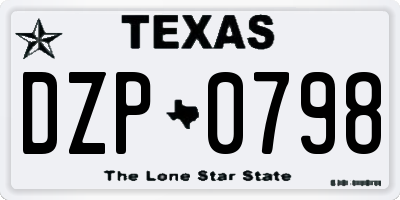TX license plate DZP0798