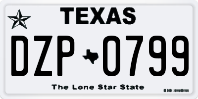 TX license plate DZP0799