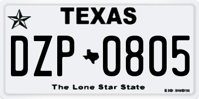 TX license plate DZP0805