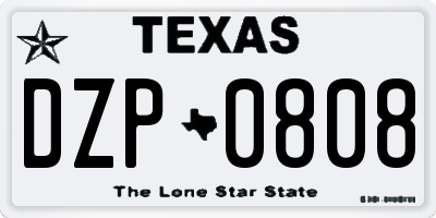 TX license plate DZP0808