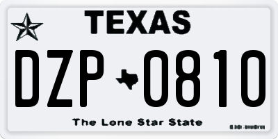 TX license plate DZP0810