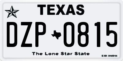 TX license plate DZP0815