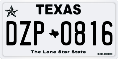 TX license plate DZP0816