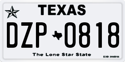 TX license plate DZP0818