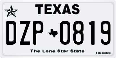 TX license plate DZP0819