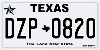 TX license plate DZP0820