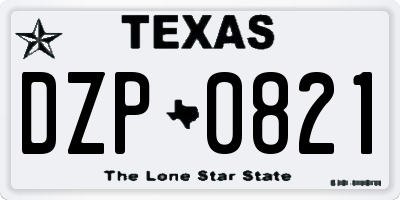 TX license plate DZP0821