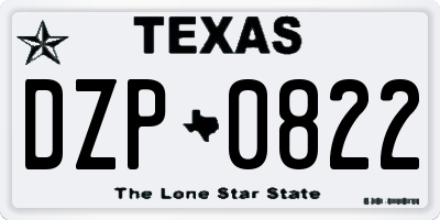 TX license plate DZP0822