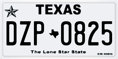 TX license plate DZP0825