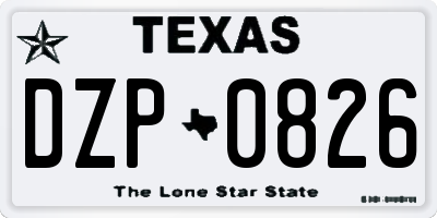TX license plate DZP0826