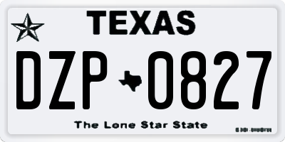 TX license plate DZP0827