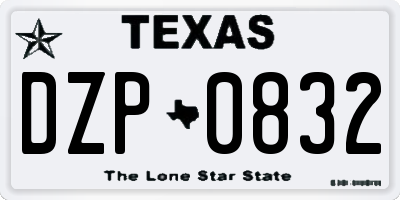 TX license plate DZP0832