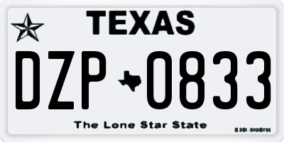 TX license plate DZP0833