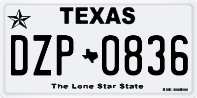 TX license plate DZP0836