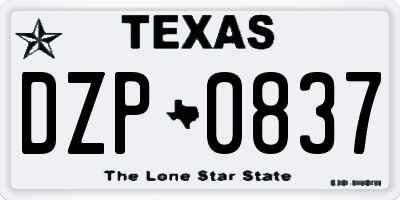 TX license plate DZP0837