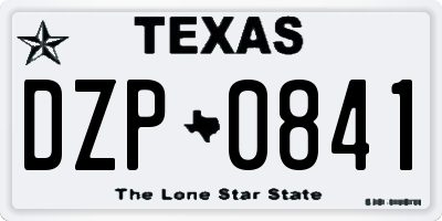 TX license plate DZP0841