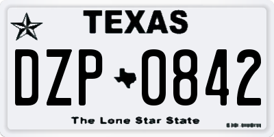 TX license plate DZP0842