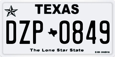 TX license plate DZP0849