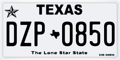 TX license plate DZP0850