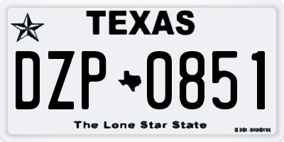 TX license plate DZP0851