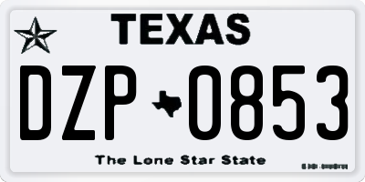 TX license plate DZP0853