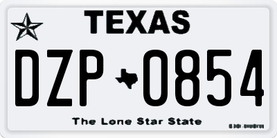 TX license plate DZP0854