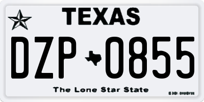 TX license plate DZP0855