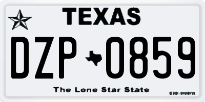 TX license plate DZP0859