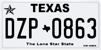 TX license plate DZP0863