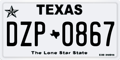 TX license plate DZP0867