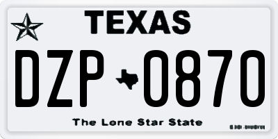 TX license plate DZP0870