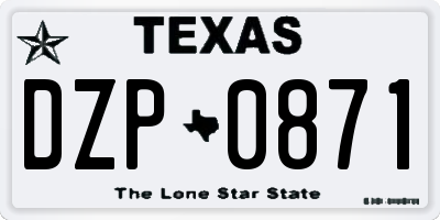 TX license plate DZP0871