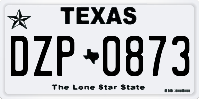 TX license plate DZP0873