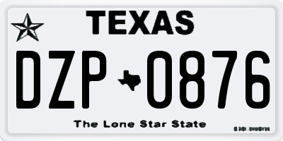 TX license plate DZP0876