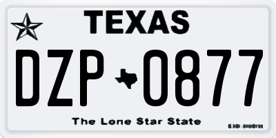 TX license plate DZP0877